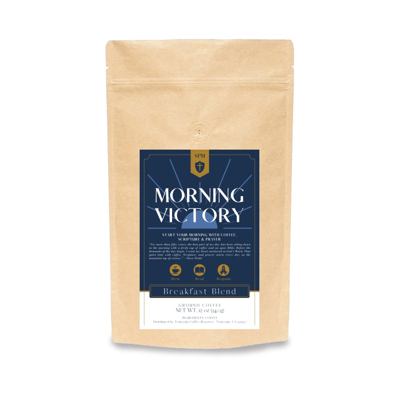 Morning Victory Breakfast Blend coffee, 12 oz, coarse ground.