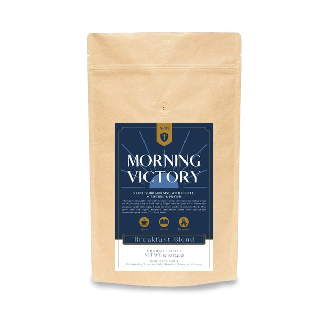 Morning Victory Breakfast Blend coffee, 12 oz, coarse ground.